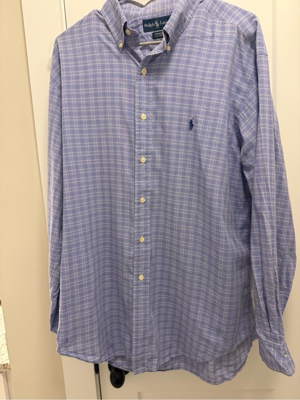 Ralph Lauren Blue Plaid Button-Down Dress Shirt